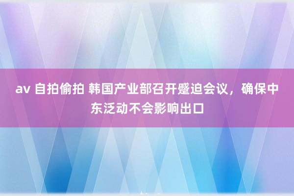 av 自拍偷拍 韩国产业部召开蹙迫会议，确保中东泛动不会影响出口