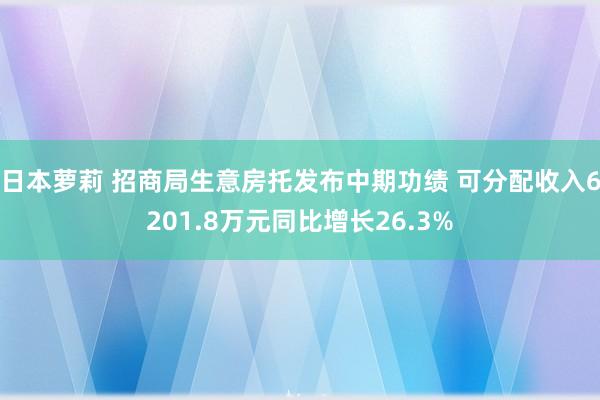 日本萝莉 招商局生意房托发布中期功绩 可分配收入6201.8万元同比增长26.3%