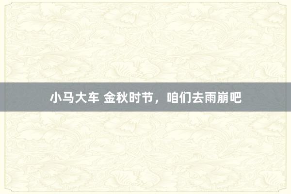 小马大车 金秋时节，咱们去雨崩吧