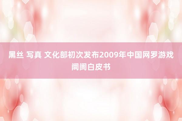 黑丝 写真 文化部初次发布2009年中国网罗游戏阛阓白皮书