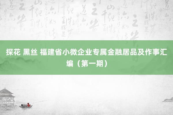探花 黑丝 福建省小微企业专属金融居品及作事汇编（第一期）