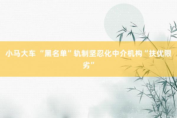 小马大车 “黑名单”轨制坚忍化中介机构“扶优限劣”