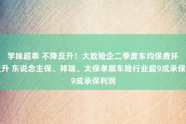 学妹超乖 不降反升！大致险企二季度车均保费环比上升 东说念主保、祥瑞、太保孝顺车险行业超9成承保利润