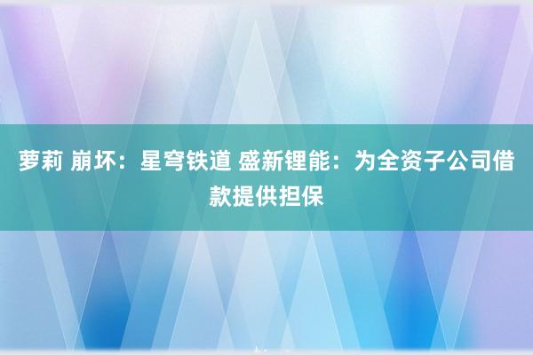 萝莉 崩坏：星穹铁道 盛新锂能：为全资子公司借款提供担保