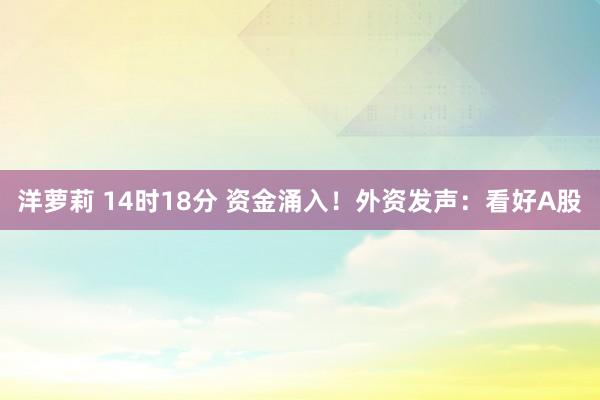 洋萝莉 14时18分 资金涌入！外资发声：看好A股