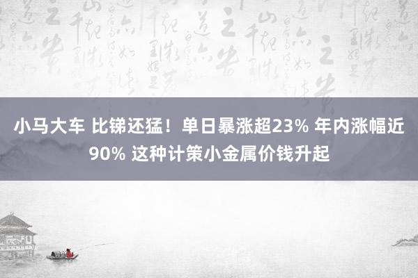小马大车 比锑还猛！单日暴涨超23% 年内涨幅近90% 这种计策小金属价钱升起