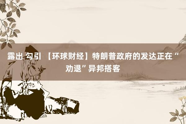露出 勾引 【环球财经】特朗普政府的发达正在“劝退”异邦搭客